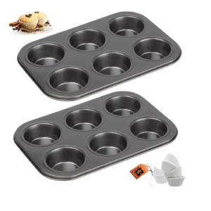 CURATED CART 2 Piece Cup Cake Mould for Baking - Muffin Tray with 100 Liners