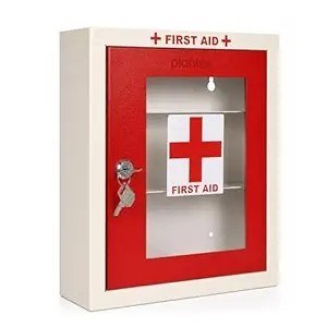 Plantex First Aid Box/Emergency Medical Kit Box for Medicine Storage/Multi Compartment First Aid Kit Boxes for Home, School, Office with Key Lock - GI Steel (Red & Ivory)