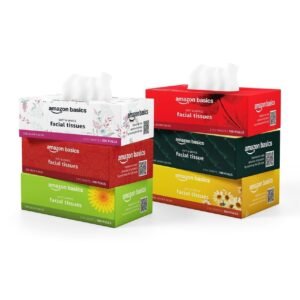 Amazon Basics 2 Ply Facial Tissue Box | 600 Sheets | 100 Sheets X Pack of 6 | Home | Soft & Highly Absorbent Tissues